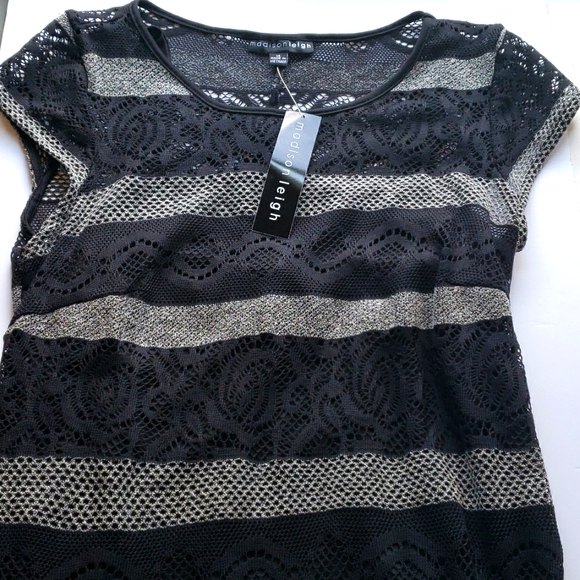 Black Grey Eyelet Dress by Madison Leigh Size 14 - NWT - Picture 4 of 13